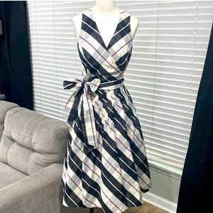 LAUREN RALPH LAUREN DRESSES Plaid Wrap Formal Dress Sz 8 Pockets